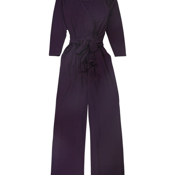 Alfani Womens Belted Surplice Jumpsuit, Purple, X-Small