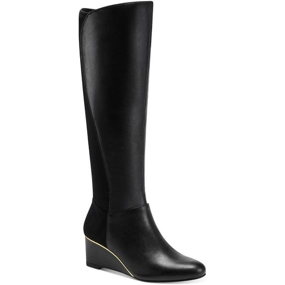 Alfani Womens Beverly Leather Tall Wedge Boots