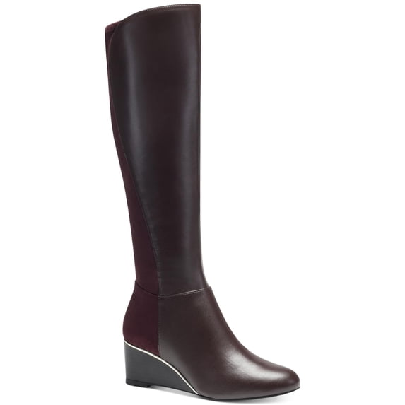 Alfani Womens Beverly Leather Tall Wedge Boots