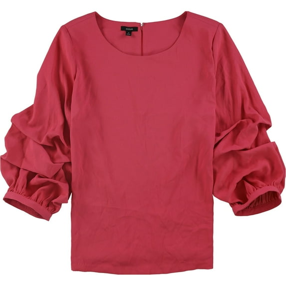 Alfani Womens Billow-Sleeve Zip-up Blouse, Pink, Plus Size, 1X
