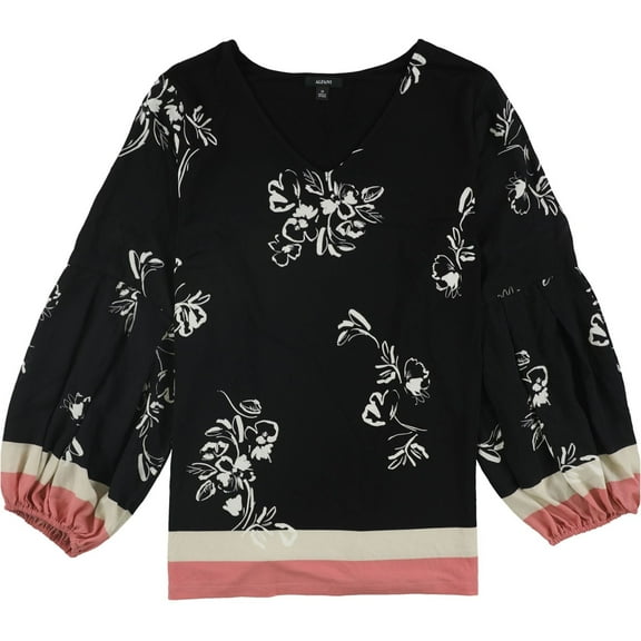 Alfani Womens Bishop Pullover Blouse, Black, Plus Size, 0X