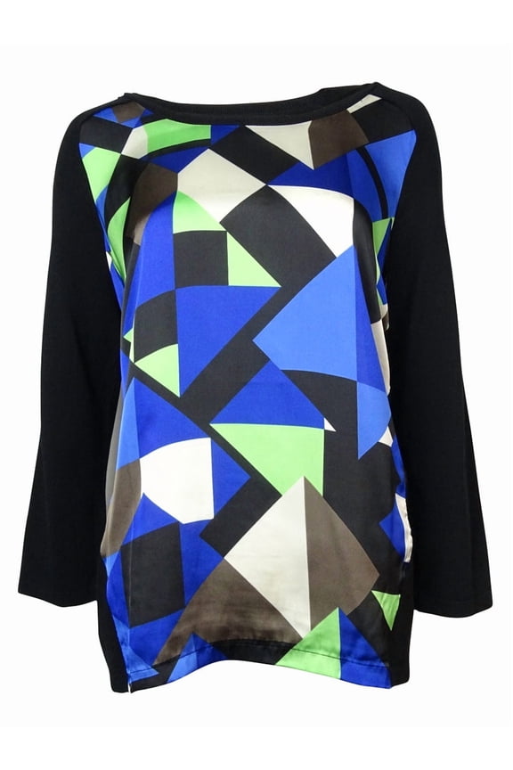 Womens Black Multi Geo-Print-Panel Sweater M