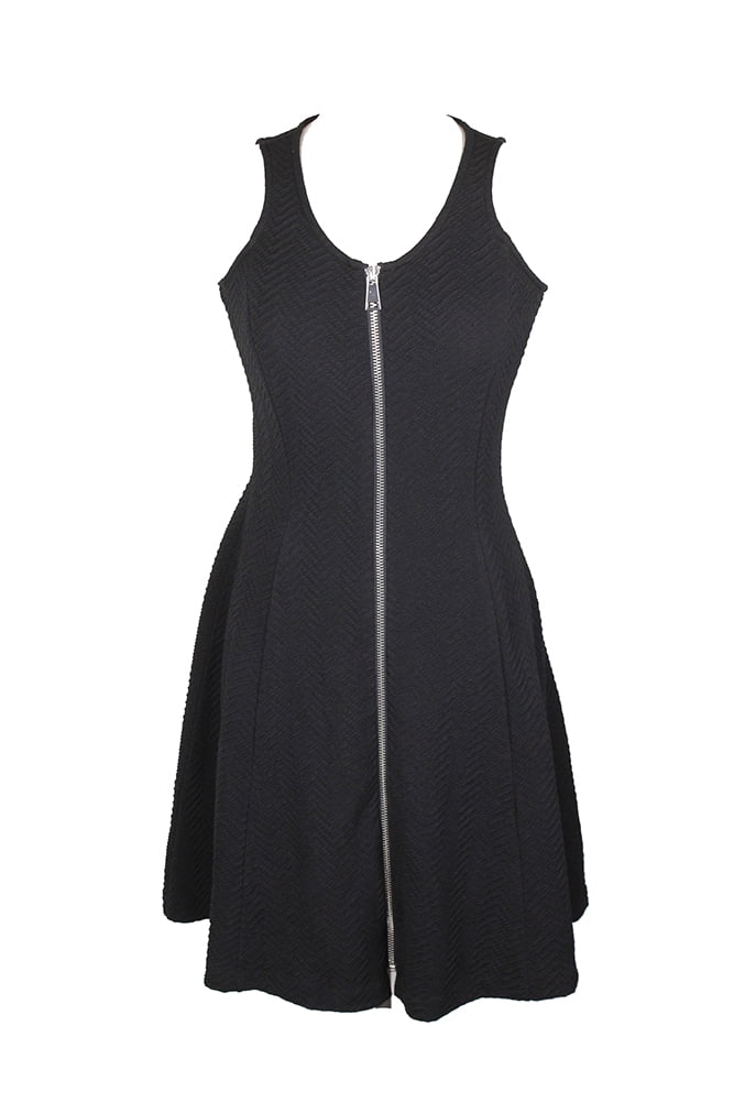 Alfani Womens Black Textured Fit & Flare Sleeveless Dress Xs