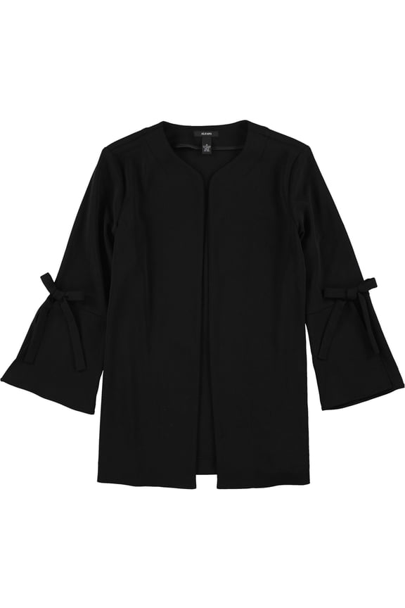 Womens Bow Sleeve Ponte Jacket, Black, X-Small