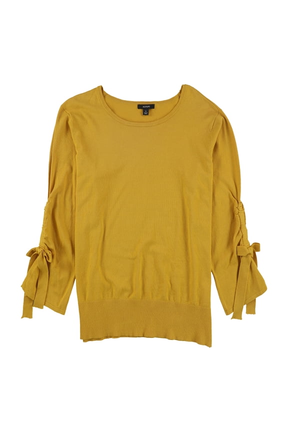 Womens Bow Sleeve Pullover Sweater, Yellow, Medium