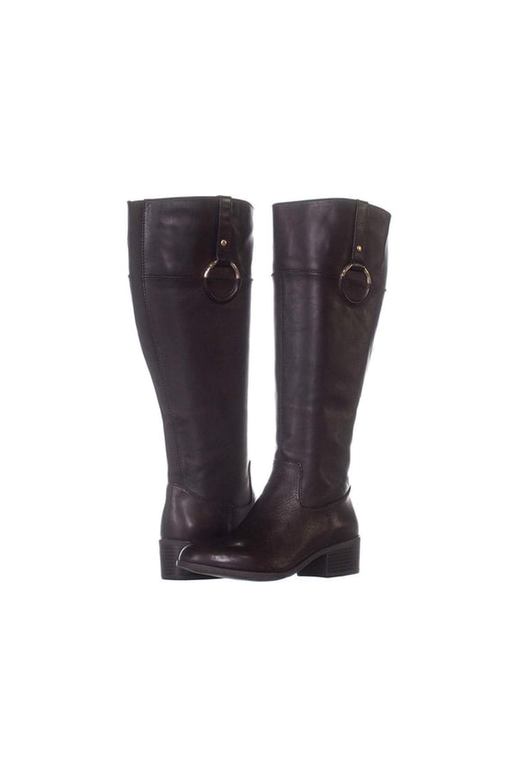 Alfani Womens Briaah Leather Round Toe Knee High Riding Boots, Brown, Size 7.0