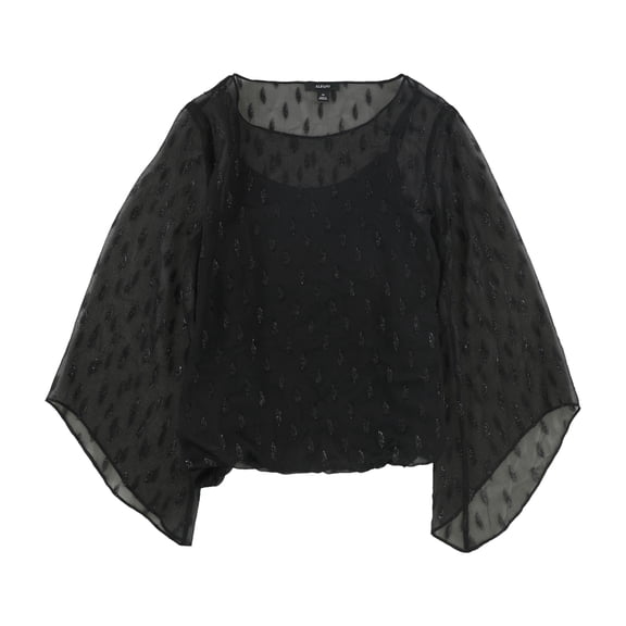 Alfani Womens Bubble Pullover Blouse, Black, Petite, PS
