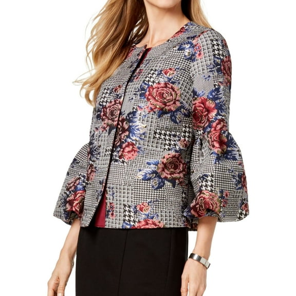 Alfani Womens Bubble Sleeve Blazer Jacket, Black, Medium