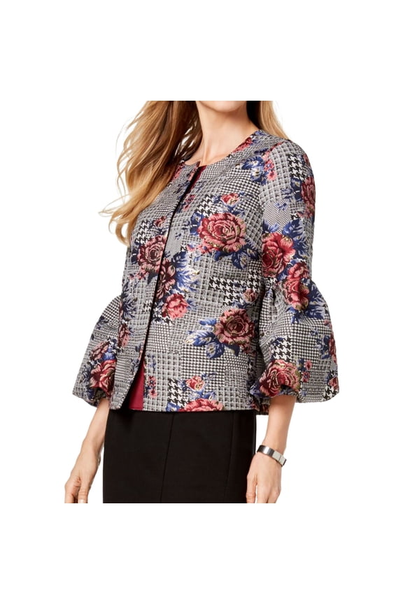 Womens Bubble Sleeve Blazer Jacket, Black, Medium