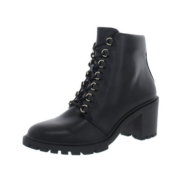 Alfani Womens Buffey Faux Leather Ankle Combat & Lace-up Boots