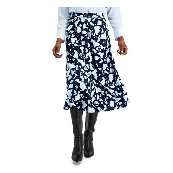Alfani Womens Button Down A-line Skirt, Blue, XX-Large