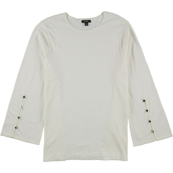 Alfani Womens Button Sleeve Pullover Blouse, Beige, Medium