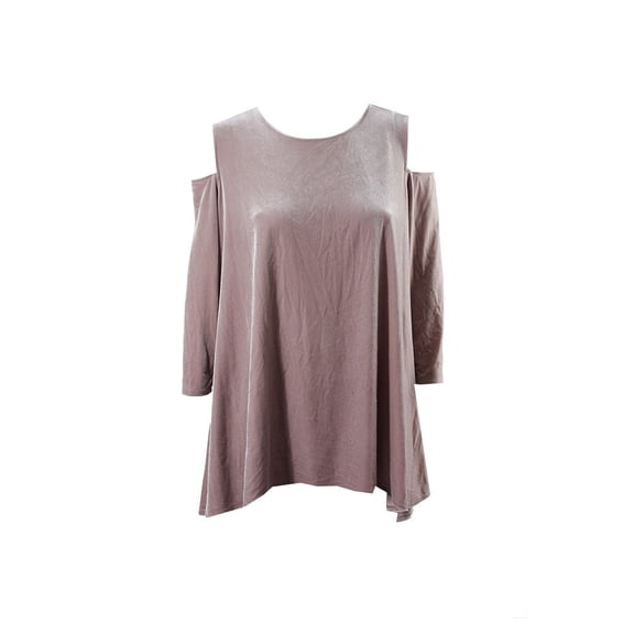Alfani Womens Champagne Cold-Shoulder Hi-Lo Blouse L