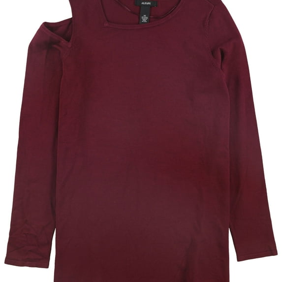 Alfani Womens Cold Shoulder Knit Sweater, Red, X-Small