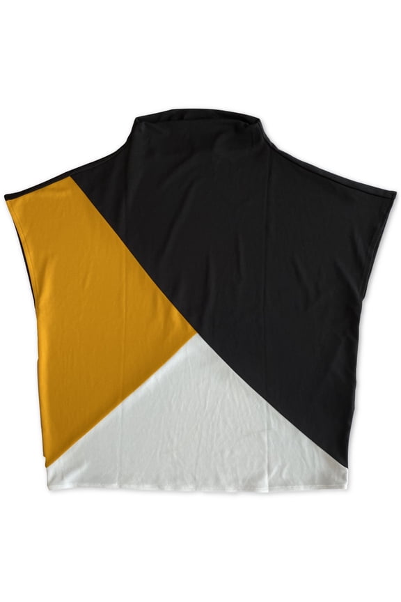 Womens Colorblock Pullover Blouse, Black, Large