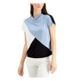 thumbnail image 1 of Alfani Womens Colorblock Pullover Blouse, Blue, Large, 1 of 2
