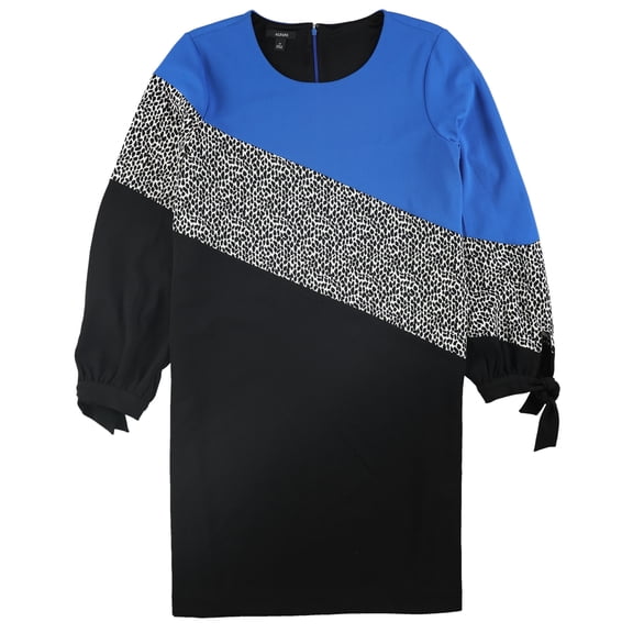 Alfani Womens Colorblock Tie Sleeve Pullover Blouse, Blue, Plus Size, 0X