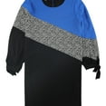 thumbnail image 1 of Alfani Womens Colorblock Tie Sleeve Pullover Blouse, Blue, Plus Size, 1X, 1 of 10