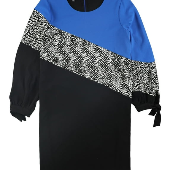 Alfani Womens Colorblock Tie Sleeve Pullover Blouse, Blue, Plus Size, 1X