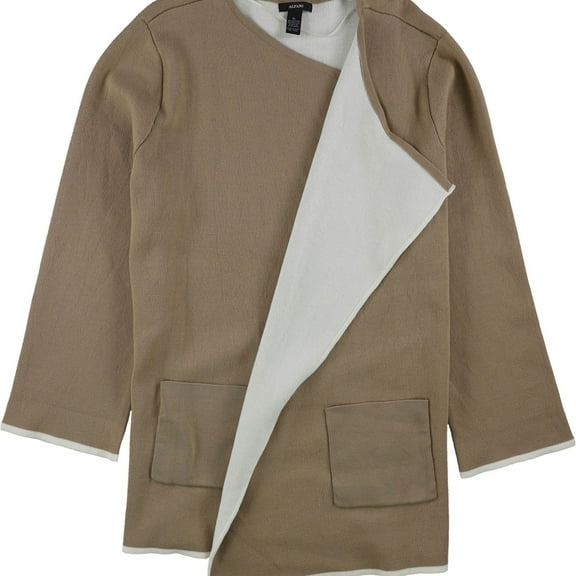 Alfani Womens Colorblocked Cardigan Sweater, Beige, X-Large