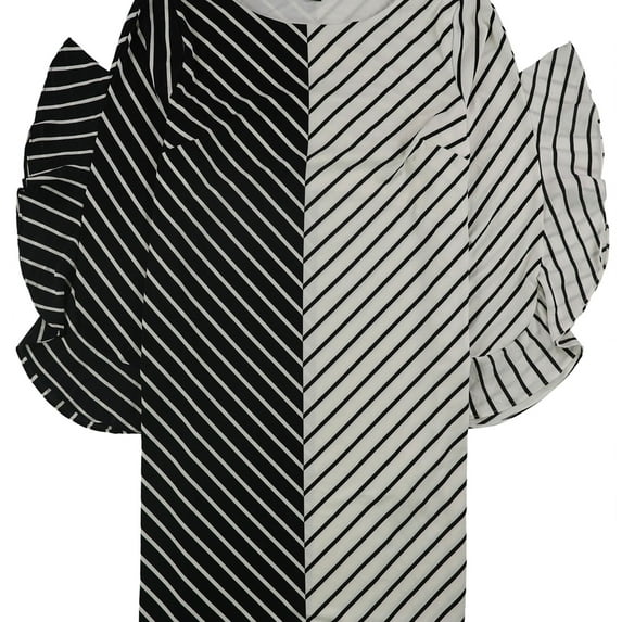 Alfani Womens Colorblocked Ruffle-Sleeve Flounce Dress, Black, 10