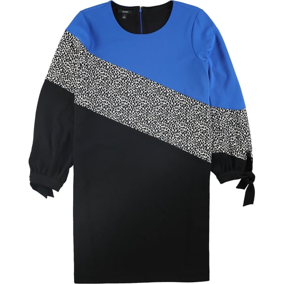 Alfani Womens Colorblocked Shift Dress, Blue, 18W