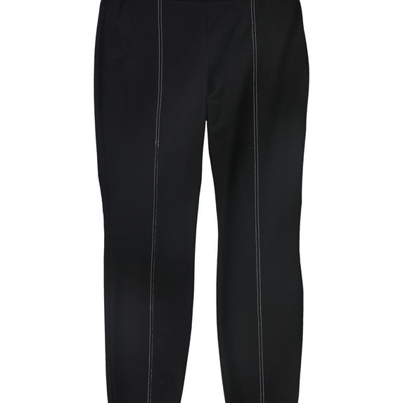 Alfani Womens Contrast Stitching Casual Trouser Pants, Black, 6