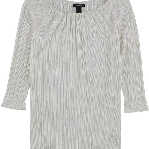 Alfani Womens Crinkle Pullover Blouse, White, Small