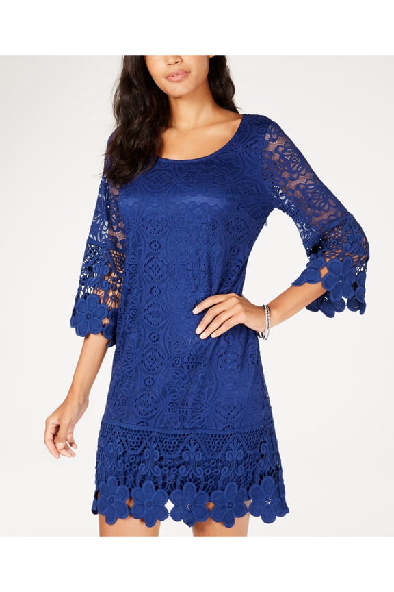 Womens Crochet-Trim A-Line Dress
