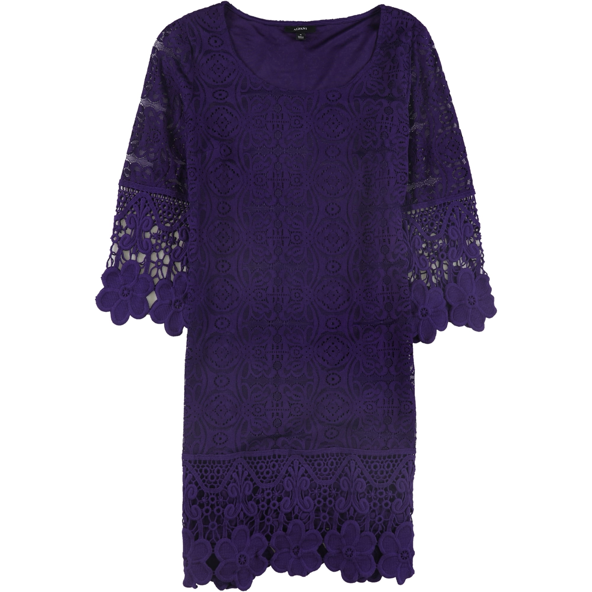 Alfani Womens Crochet-Trim A-line Dress, Purple, X-Large - Walmart.com