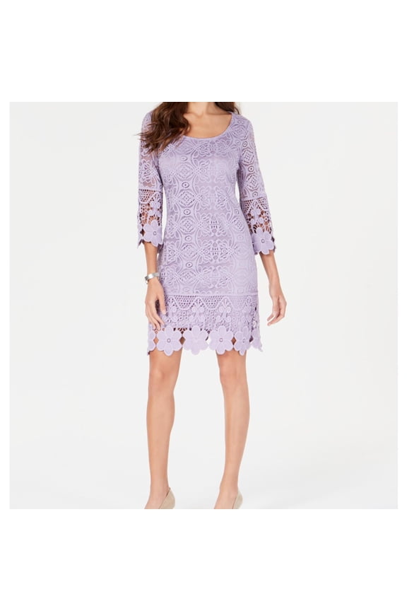 Womens Crochet-Trim A-line Dress, Purple, XX-Large