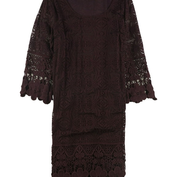 Alfani Womens Crochet-Trim A-line Dress, Red, X-Small