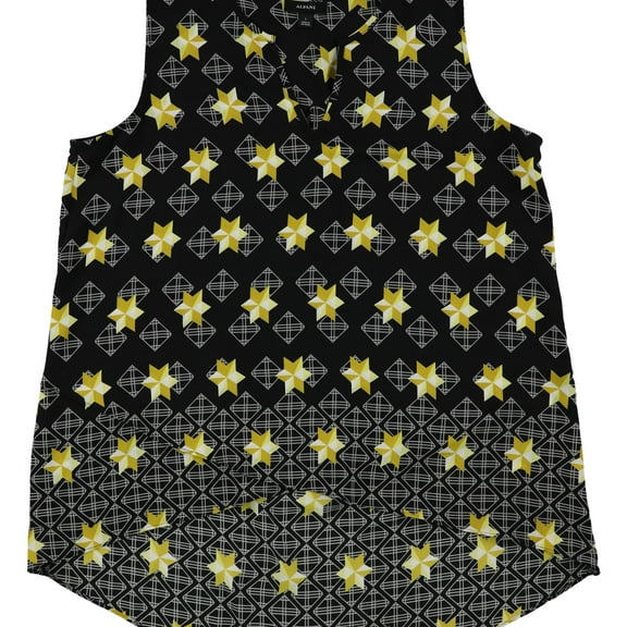 Alfani Womens Diamonds Sleeveless Blouse Top, Black, Medium