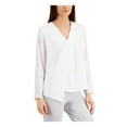 thumbnail image 1 of Alfani Womens Draped Front Pullover Blouse, White, Large, 1 of 2