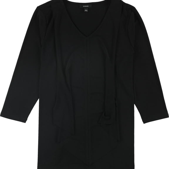 Alfani Womens Draped Pullover Blouse, Black, Small