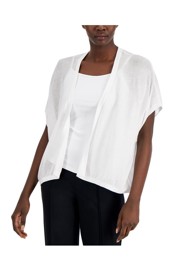 Womens Drapey Open Front Cardigan Bright White S