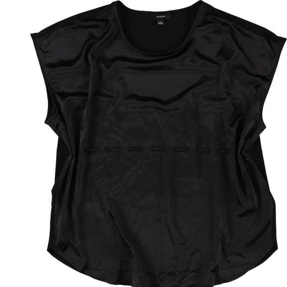 Alfani Womens Drawstring Waist Pullover Blouse, Black, Medium