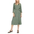 thumbnail image 1 of Alfani Womens Elbow Sleeve Satin Surplice Dress Green Geo Print 10, 1 of 1