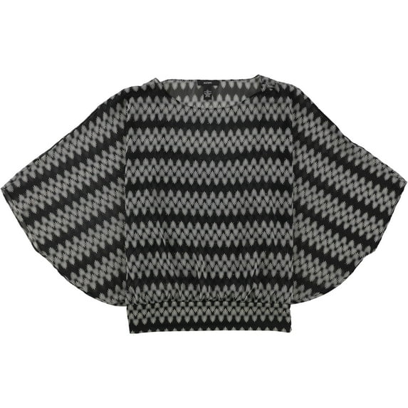 Alfani Womens Embellished Chiffon Pullover Blouse, Black, Large