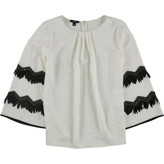 Alfani Womens Embellished Pullover Blouse, White, Plus Size, 1X