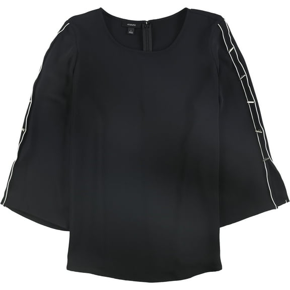 Alfani Womens Embellished Sleeve Pullover Blouse, Black, Medium