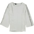 thumbnail image 1 of Alfani Womens Embellished Sleeve Pullover Blouse, White, Small, 1 of 4