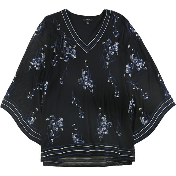 Alfani Womens Embroidered Pullover Blouse, Black, Small