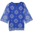 thumbnail image 1 of Alfani Womens Embroidered Pullover Blouse, Blue, Large, 1 of 1