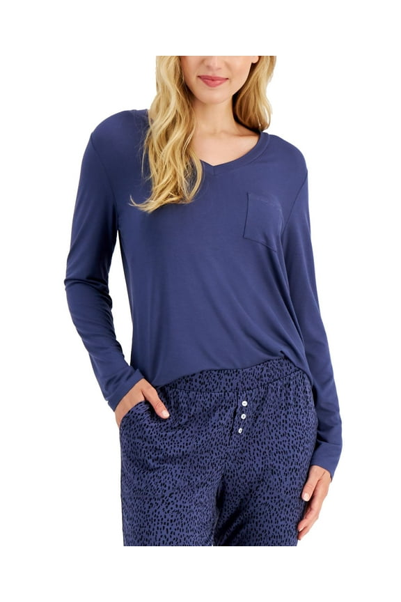 Womens Essentials Long Sleeve Pocket Pajama T-Shirt