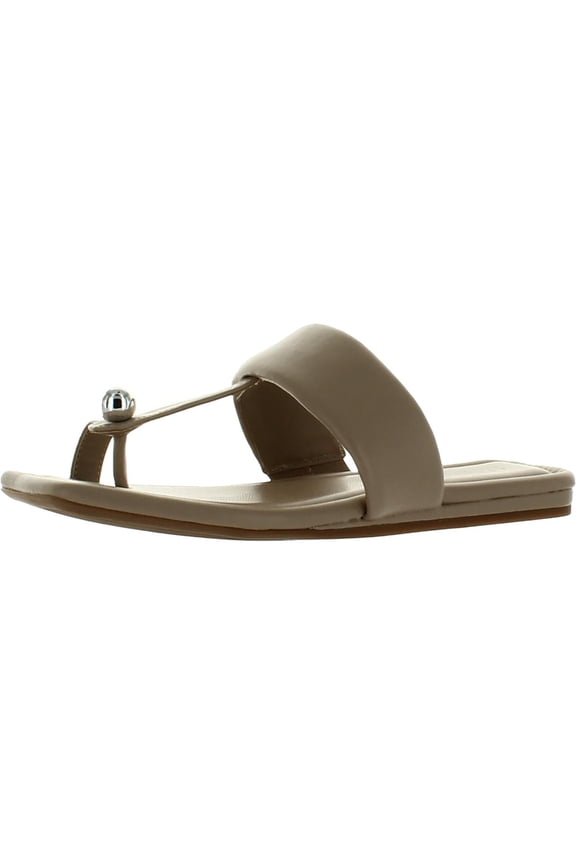 Womens Estelle Faux Leather Toe Loop Slide Sandals
