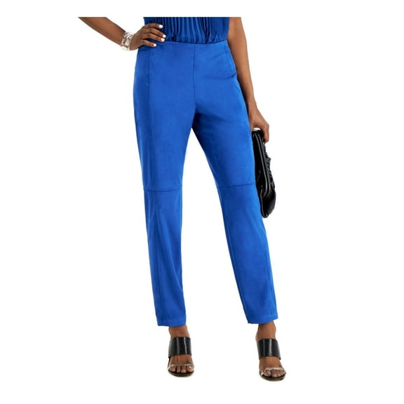 ALFANI Womens Blue Faux Suede Seamed Wear To Work Skinny Pants M