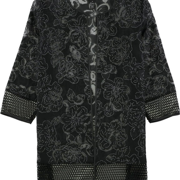Alfani Womens Floral Jacket, Black, XX-Large