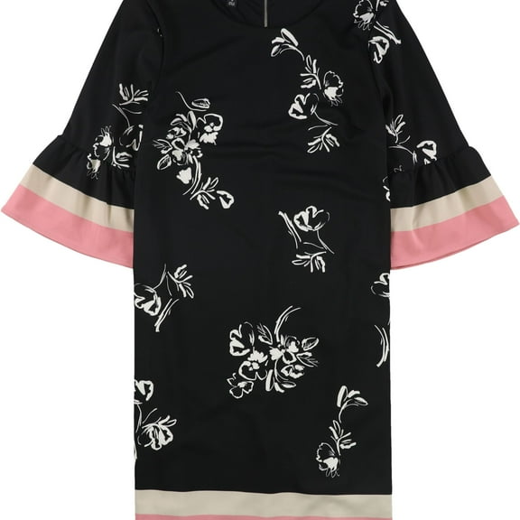 Alfani Womens Floral Print Scuba Dress, Black, 16