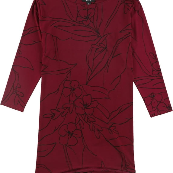 Alfani Womens Floral Swing Pullover Blouse, Red, X-Small